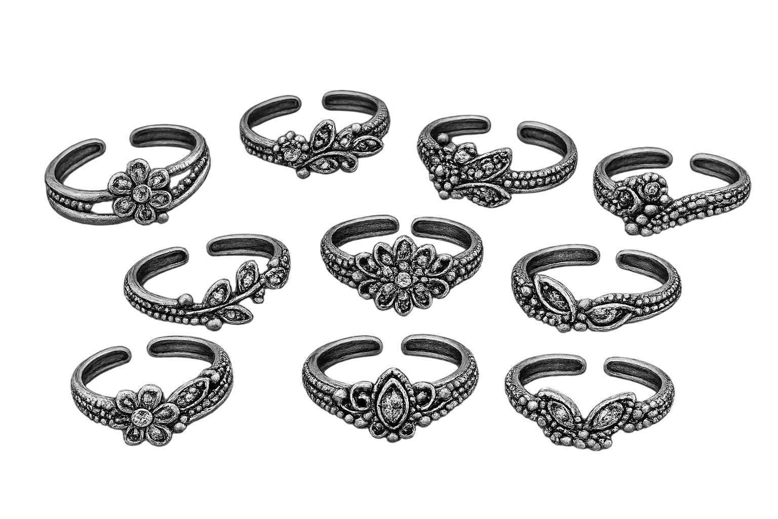 Silver toe rings collection