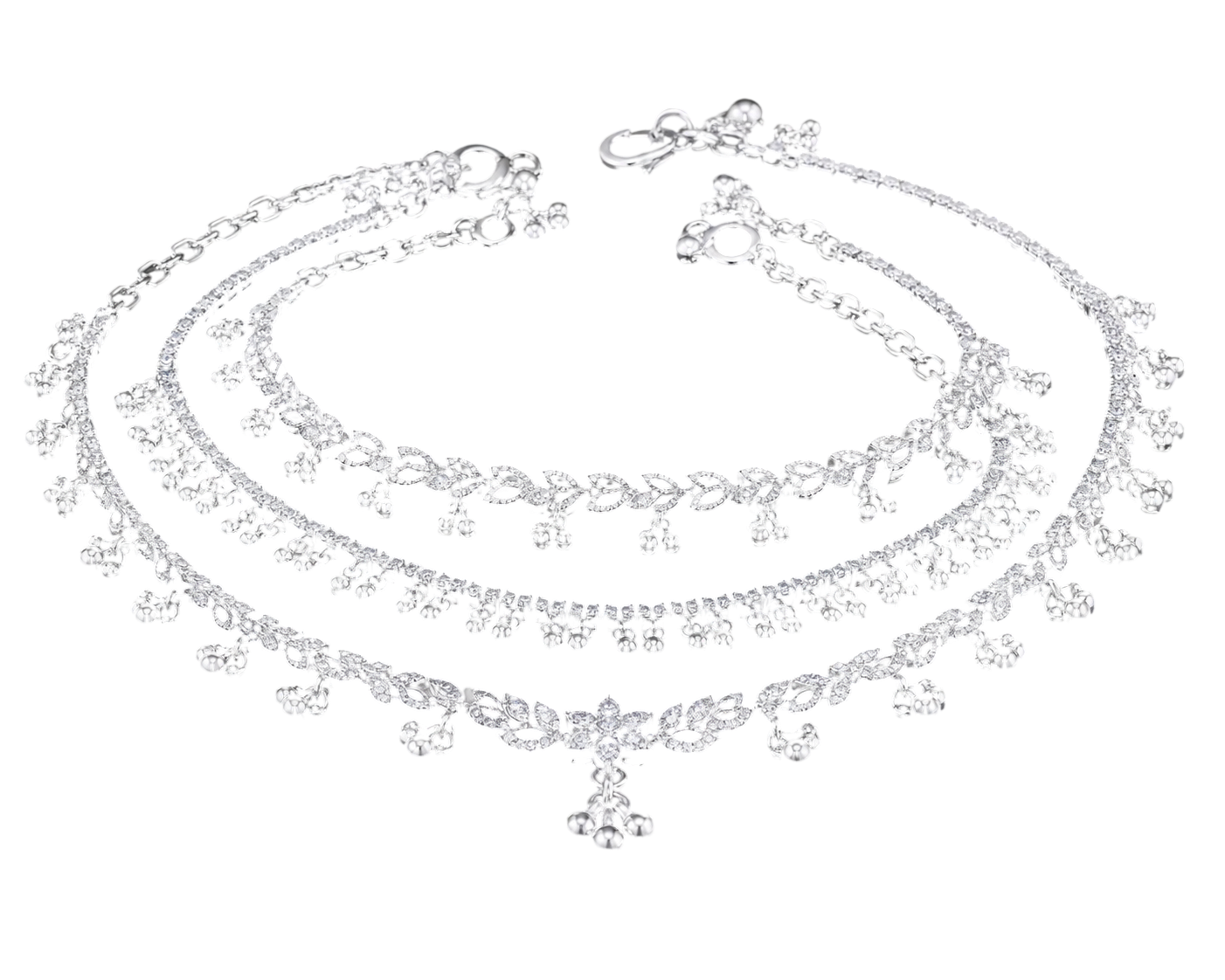 Silver anklet collection